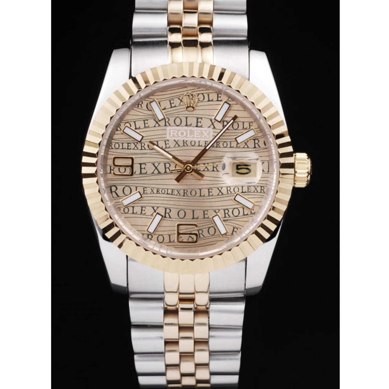 MiroTime 0714 Rolex DateJust Two Tone Stainless Steel 18k Gold PlatedGold Dial